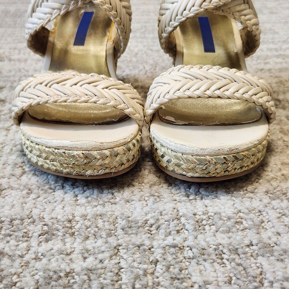 Stuart Weitzman girl Akilah Sparkle Off-White Wedge Espadrille Sandal size 12 - Picture 2 of 10